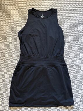 Sweaty Betty Gaia Yoga Dress Black Sleeveless Tank Mini Dress